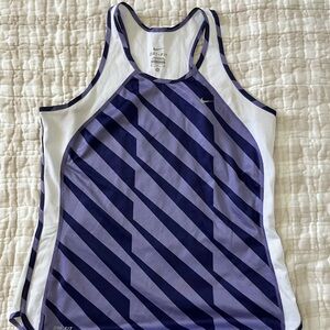 Nike Purple and White Striped Tank Top